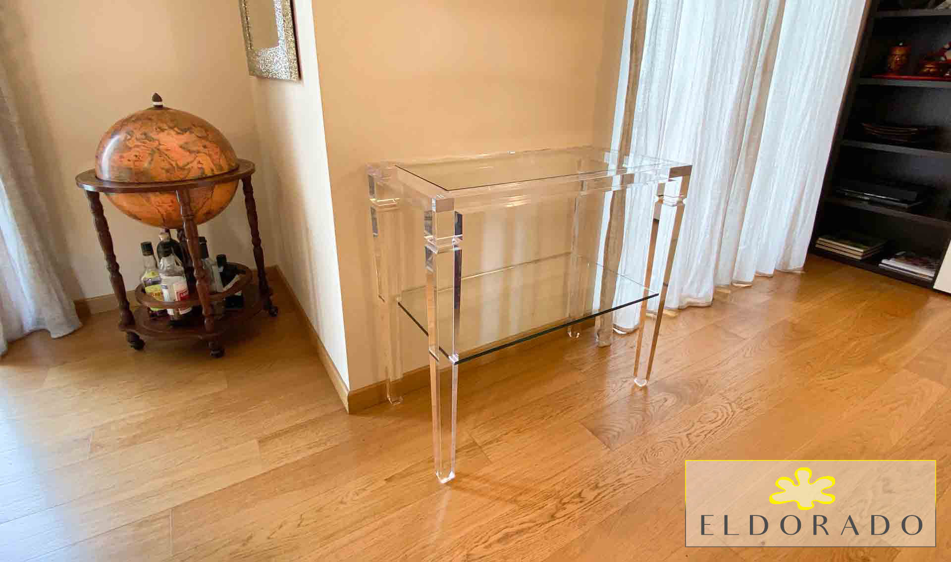 Consolle plexiglass LV1 cm 80 x 40 h.75 con ripiano